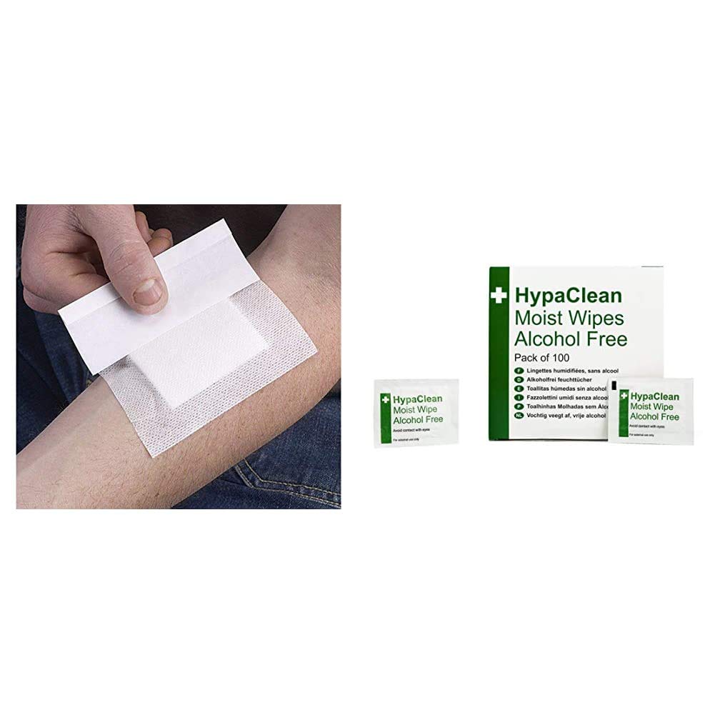 HypaCover Adhesive Dressing - Medium, 8.6x6cm (Pack of 25) with Moist Wipes