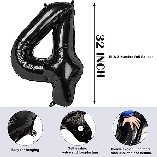 Image of Rozi Decoration 40 Number Large Black Foil Balloons 32 Inch for Birthday Decorations, Happy Anniversary Decorations, Graduation Party Decor, Achievement Celebration Pack of 2 Pcs