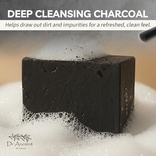 Image of Dr. Ancient Natural Charcoal Soap Bar Traditional Way Handcrafted Charcoal Black Soap for Face & Body, Deep Cleansing, Detoxifying, Pore-Minimizing, Activated Charcoal-Soaps, Vegan, Chemical-Free