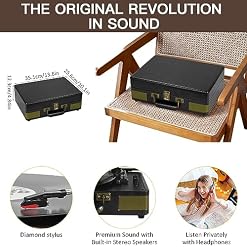 Trynnay Tourne-Disque Bluetooth à 3 Vitesses – Lecteur Portable en Vinyle avec Haut-parleurs intégrés – Tourne-Disque – Son Audio amélioré Noir Vintage - Les Beatles, Paul McCartney, John Lennon, RIngo Starr, George Harrison Trynnay Tourne-Disque Bluetooth à 3 Vitesses - Lecteur Portable en Vinyle avec Haut-parleurs intégrés - Tourne-Disque - Son Audio amélioré Noir Vintage – Image 5