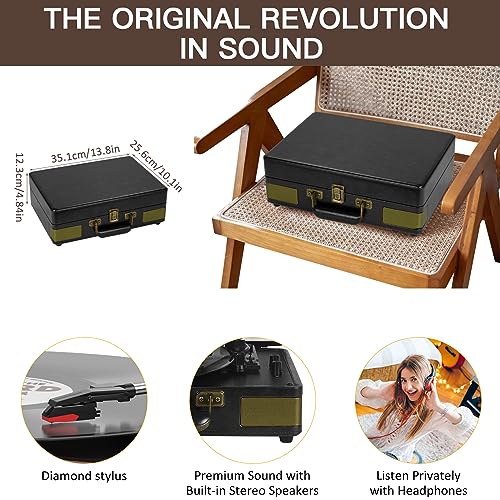 Trynnay Tourne-Disque Bluetooth à 3 Vitesses – Lecteur Portable en Vinyle avec Haut-parleurs intégrés – Tourne-Disque – Son Audio amélioré Noir Vintage - Les Beatles, Paul McCartney, John Lennon, RIngo Starr, George Harrison Trynnay Tourne-Disque Bluetooth à 3 Vitesses - Lecteur Portable en Vinyle avec Haut-parleurs intégrés - Tourne-Disque - Son Audio amélioré Noir Vintage – Image 6