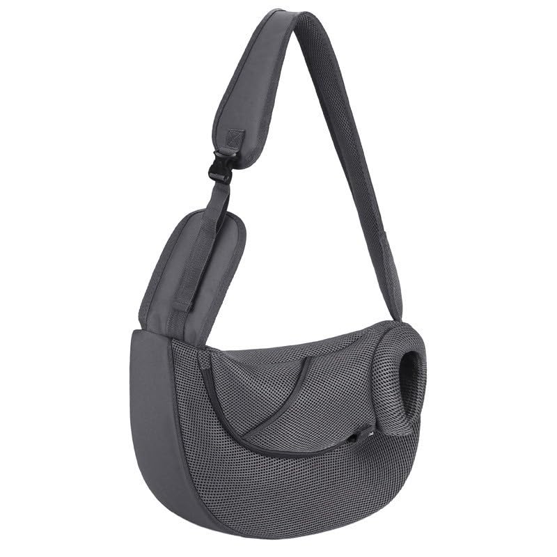 Tragetuch Klein Hund Tragetasche Welpen Umhängetasche Haustier Transporttasche mit Verstellbar Schultergurt Hundetragebeutel Mesh Hundetrage Outdoor Katzentrage Kleintiere Hundetragetuch (Grau A)