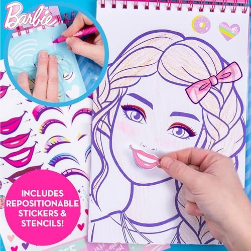 Barbie Makeup Artist Magazine, Create Your Own Hair & Makeup Looks Using Stencils, Stickers, Crayons, Pretend Makeup, Barbie Toys, Barbie Craft Kits, Drawing Kit, 6 Year Old Girl Birthday Gift — view 3