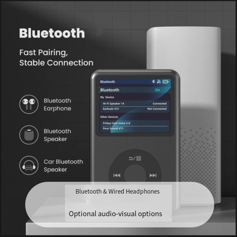 Reproductor MP3 de 64 GB, Bluetooth, HiFi, DAP, Reproductor de Música, Reproducción de Vídeo, Reproductor de Música Portátil A