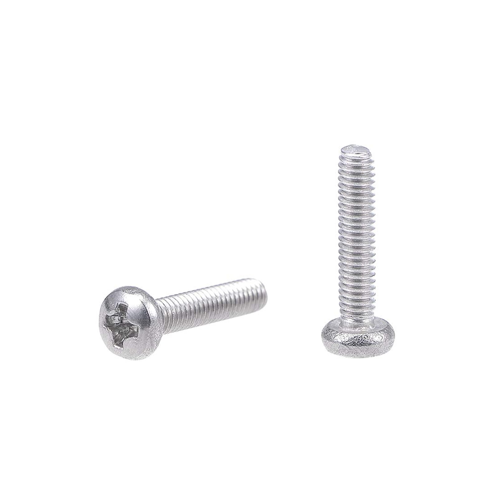 MACHSWON M2.5x12mm Machine Screws Pan Phillips Cross Head Screw 304 Stainless Steel Round Head Cross Screw Fasteners Bolts 60Pcs