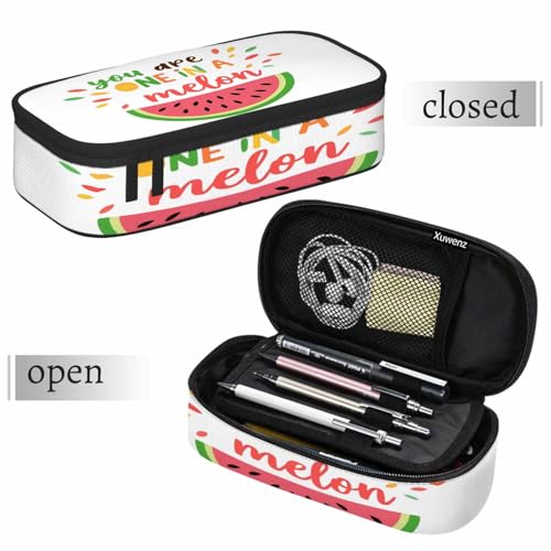 Image of Watermelon Pencil Case You Are One In A Melon Sweet Summer Fruit Pencil Bag Pen Markers Pouch Holder Organizer for Boy Girl School Students