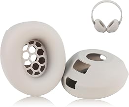 Adhiper Upgraded Sweat Ear Covers for Beats Studio Pro Wireless Headphones, Silicone Case Earpad Cover for Beats Studio Pro Accessories, Full Coverage Sweatproof & Washable - Beige