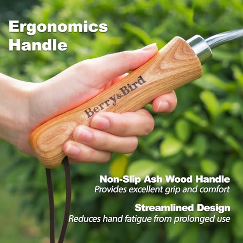 Image of Berry&Bird Garden Oversized Soil Scoop, Stainless Steel Gardening Trowel with Wood Handle Multi Function Hand Shovel Spade Spoons for Transplanting, Planting & Cultivation