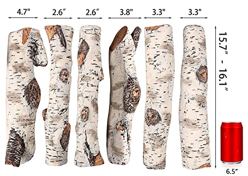Hisencn Gas Fireplace Logs Set Ceramic White Birch Log For Gas Fireplace Intdoor Inserts, Vented, Electric Gas Fireplaces, Outdoor Firebowl, Linear Fire Pits Ceramic Fiber Fake Wood Logs, 6Pcs #TOP4