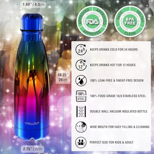 Image of CHILLOUT LIFE 17oz Insulated Stainless Steel Water Bottles, Leak Proof