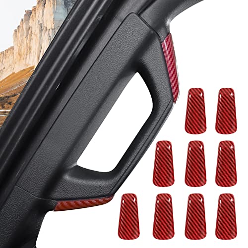 8 peças A&B Pillar Grab Handles Decoração ABS Trim Cover para Jeep Wrangler JL JLU e Gladiator JT Truck (fibra de carbono vermelha)