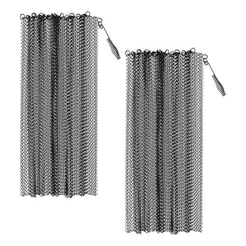 jojofuny Lot de 2 Écrans de Cheminée en Maille Résistante à la Chaleur 61 X 559 CM Grille de Protection Pare-Étincelles Suspendue pour Poêle à Bois Rideaux de Sécurité Décoratifs pour