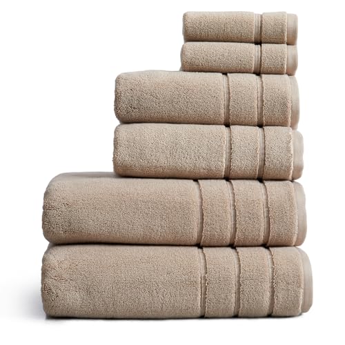 Springtree Home Luxury Turkish Cotton Bath Towels Set | 100% Turkish Cotton | Premium Bath Towels | Ultra Soft Thick Plush & Highly Absorbent | Luxury Hotel & Spa Bathroom Towels | Cobblestone