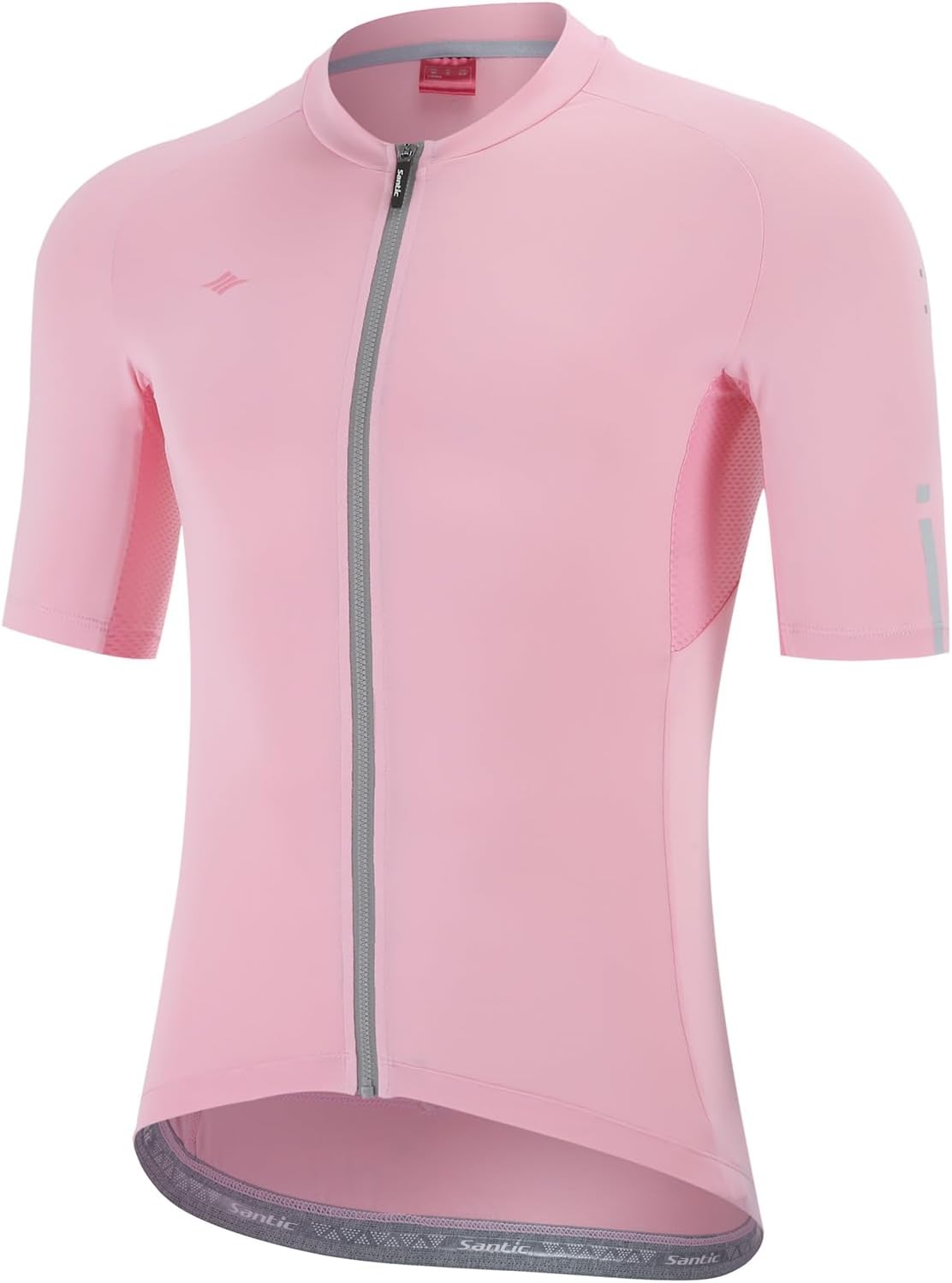 Santic Men's Cycling Jersey Short Sleeve Tops Pro Road Bike Shirt Full Zipper UPF 50+ MTB Jersey with Pockets