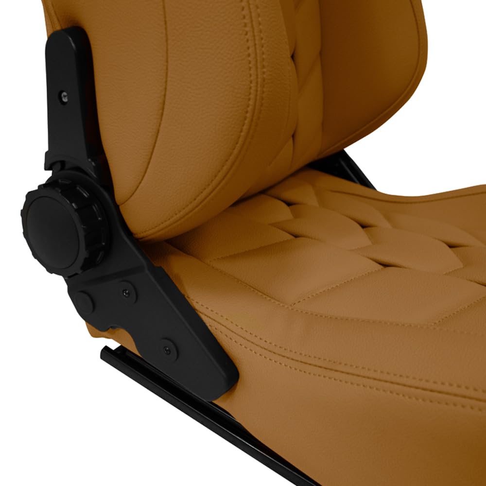 AutoStyle Siège baquet 'GK' - Beige Simili Cuir - Dossier réglable - incl. glissières