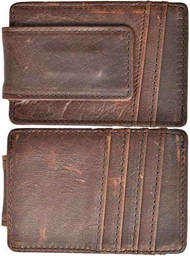 Money Clip RFID Front Pocket Wallet Men Leather Slim Minimalist Wallet