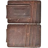 Hopsooken Money Clip RFID Front Pocket Wallet Men Leather Slim Minimalist Wallet (Deep Brown)