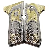 Custom Grips for Beretta 92 96, 92F, 92FS, M9, 96 Metal Grips Nickel/Gold Plated Grip Screws Included