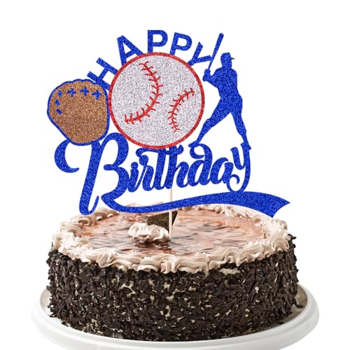 YUINYO Baseball Cake Topper For men Baseball Birthday Cake Decorations