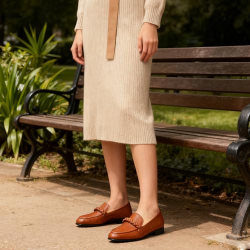 Image of MOOMMO Women Comfortable Suede Loafer Flats Round Closed Toe Slip On Penny Loafers Knitted Strap Oxford Loafer Shoes for Office Ladies Work Daily Casual Club Driver Flats Spring Elegant 4-11 M US