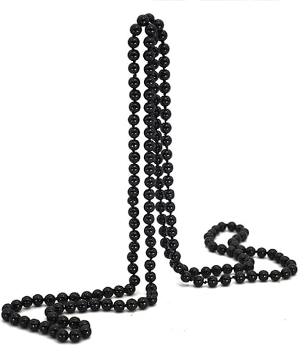 Caiyao Collar largo de perlas falsas de los años 20 para mujer, estilo retro, vintage, de imitación redonda, con cuentas de perlas, collar de cadena