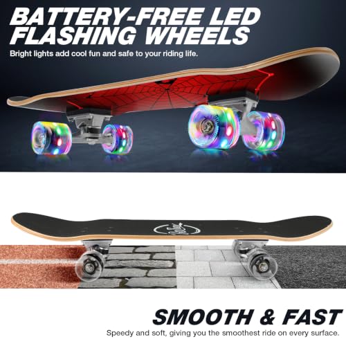 Image of BELEEV Skateboards for Beginners, 31 x 8 inch Complete Skateboard for Kids Teens Adults, 7 Layer Canadian Maple Double Kick Deck Concave Cruiser Trick Skateboard with Multifunction Skate T-Tool