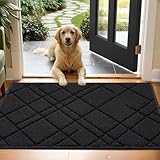 Biscpro Fußmatte Innen Außen 50 x 80 cm Schwarz, Diamantmuster Bodenmatte, Waschbar Türmatte für Eingang, Küche, und Wohnzimmer, Teppich, Haustür, Patio, Garten