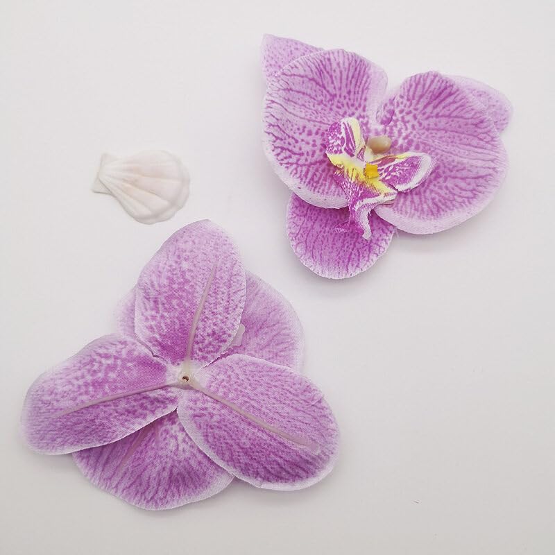 TUPWELY 10PCS 8CM Orchid Petals Artificial Orchid Flower Heads Silk Phalaenopsis Fake Butterfly Orchid Heads for DIY Craft Home Wedding Party Decorations(dark purple) - Image 4