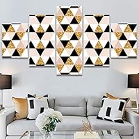 SIGNWIN 5 Panel Canvas Wall Art Modern Art Contemporary Dramatic Geometric Mixed Media Multicolor Patterns for Home Decorations Ready to Hang - 60