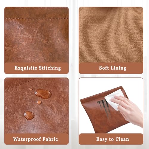 3PCS Pouchic Snap Closure Pouches, Pu Leather Small Makeup Bag for Purse Mini Cosmetic Bags for Travel Makeup Pouch Purse for Women Three Sizes Coin Purses Organizer Storage Pouch(Brown)4