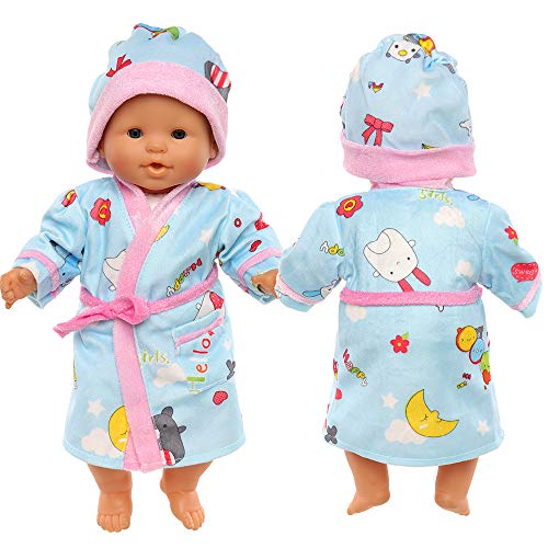 Miunana Pijama Azul + Sombrero para New Born Muñecas Bebés De 14 A 16 Pulgadas (36 CM A 42 CM) （No Incluye muñeca）