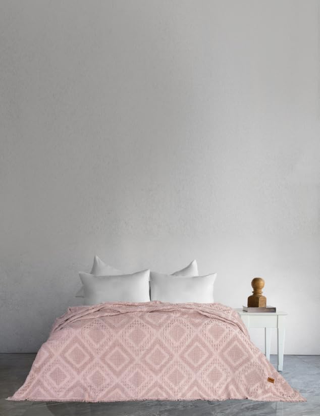 Yatak Örtüsü, Carro%100 Pamuk Waffle Çift Kişilik & Pike 240x260 Cm Pudra