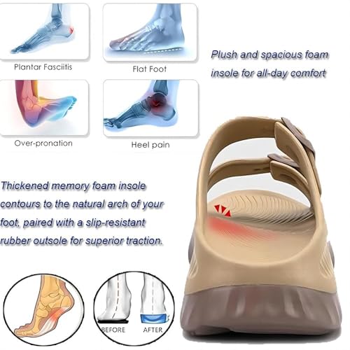 Mens Casual Adjustable Anti-Slip Sandals Summer Beach Lightweight Buckle Outdoor Waterproof Open Toe Slippers White 9.5 US-10 US3