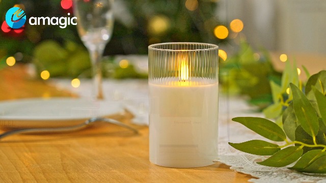 Image of Amagic Glass Flameless Candles with Remote, Battery Operated Candles with Timer, Real Wax LED Pillar Candles with Flickering Flame for Home Wedding Fall Decor, White, Set of 3