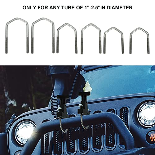 High-Lift Jack Tube Mount With Gasket 1-2.5" (Round/Square) Compatible With Jeep Cherokee Wrangler Roof Rack Front Bumper Bull Bar Roll Cage Black #TOP1