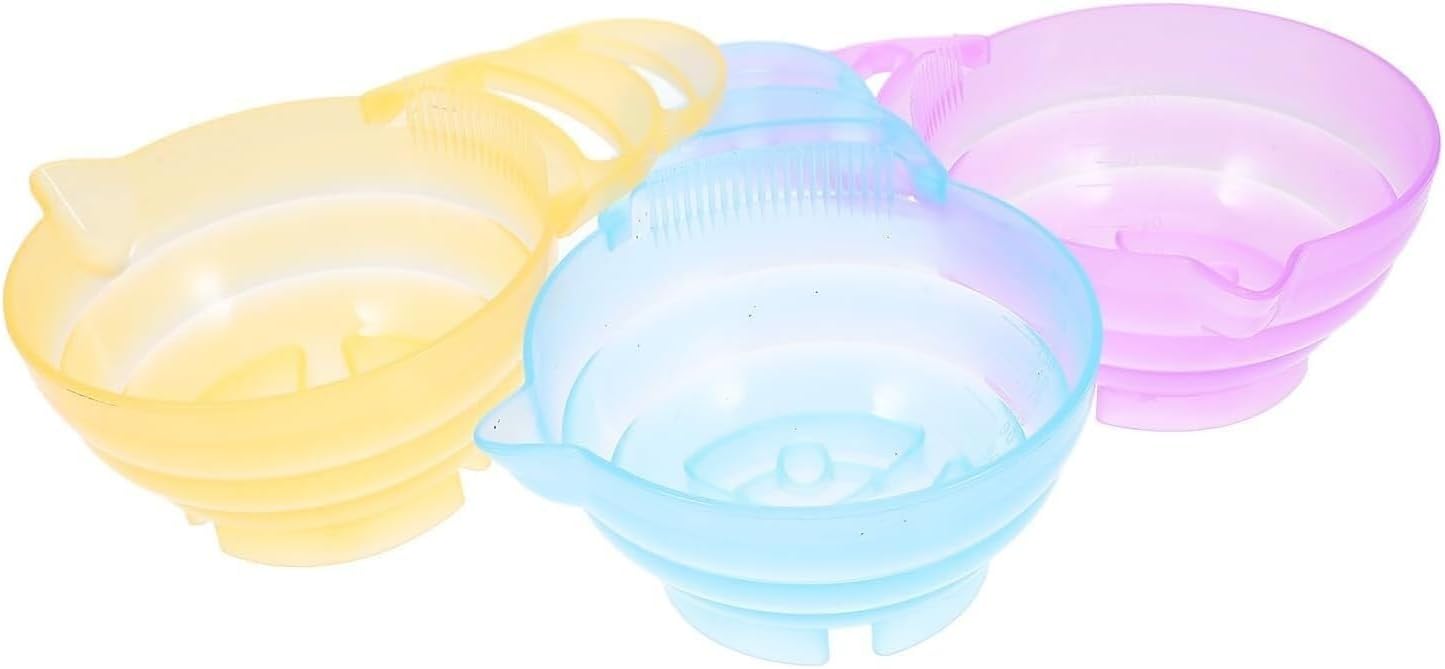 Hair Dye Mixing Bowl ，3pcs Bowls Set Professional Salon Coloring for Home and Barber Use Random Color