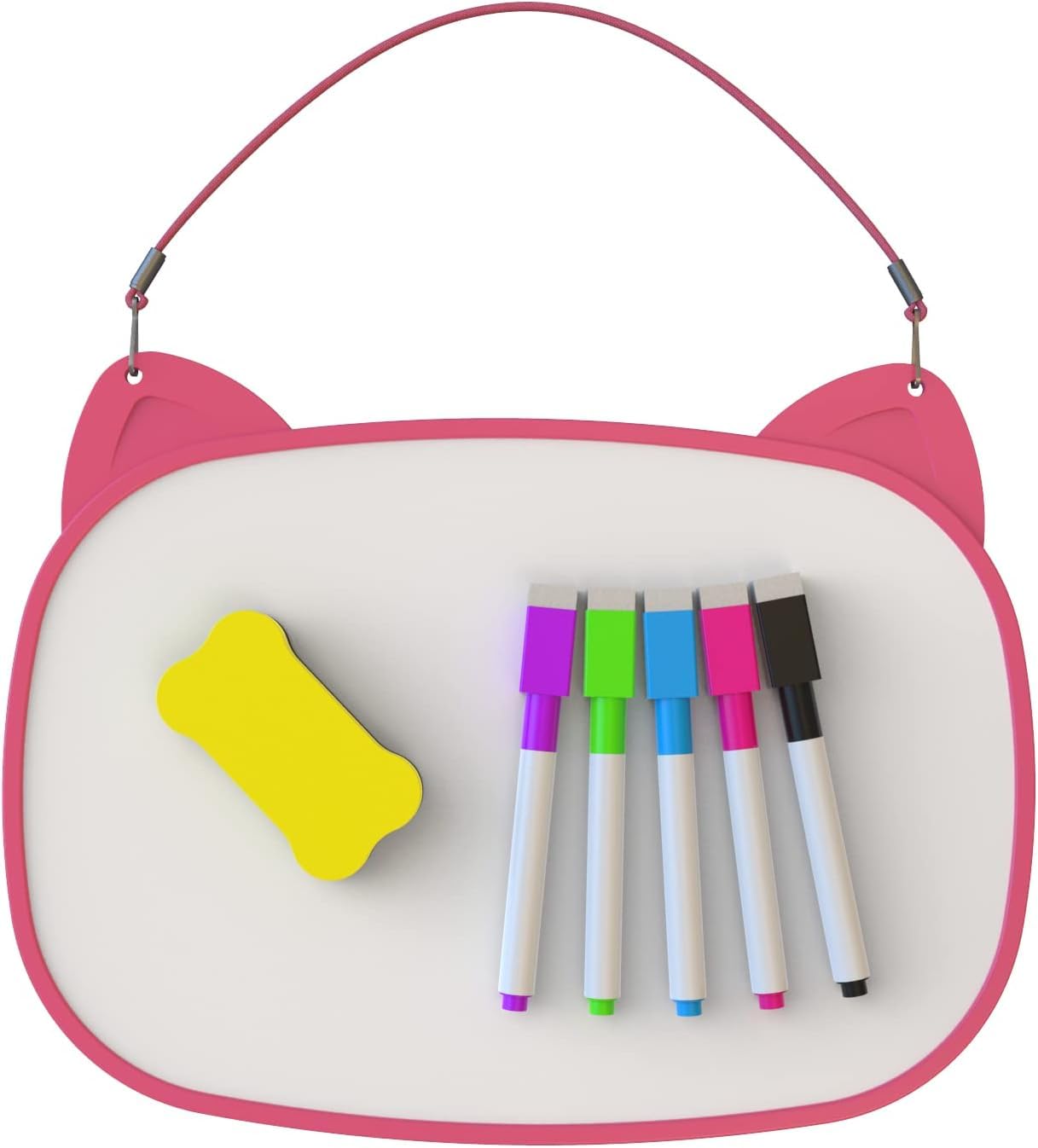 Small White Board, Small White Board 12x9 with 5pcs Dry Erase Markers, Double Sided Lapboard with Lines, Mini Hanging Whiteboard for Office (Pink)