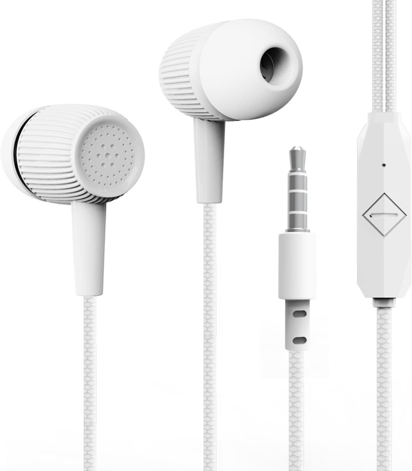 3.5mm Headphones Wired with Mic Headphones in Ear Earbuds Classic Wired Noise Canceling Earphones Wired for Computer Wired Earbuds with Microphone Black White