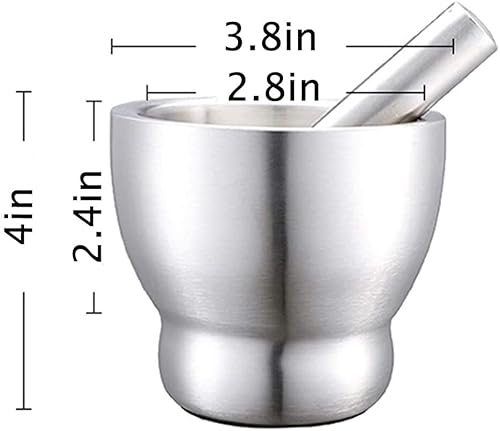 Mortar And Pestle Sets, Cuglb Food Safe Mortar And Pestle For Pills Spices Herbs With Lid,18/8 Steel Crusher Bowl #TOP1