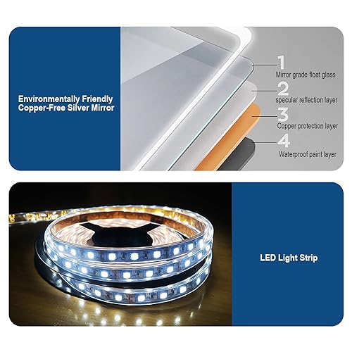 Miroir salle de bain LED étanche IP44 à intensité variable - 6