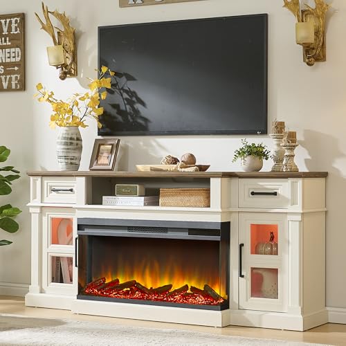 Unineo 3-Side Fireplace TV Stand for up to 80 Inch