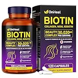 Biotin, Collagen, Hyaluronic Acid and Keratin Complex OnHeal Hair Regrowth Vitamin 30020mg - 120 Capsules for Thick Hair, Moisturized Skin, Strong Nails