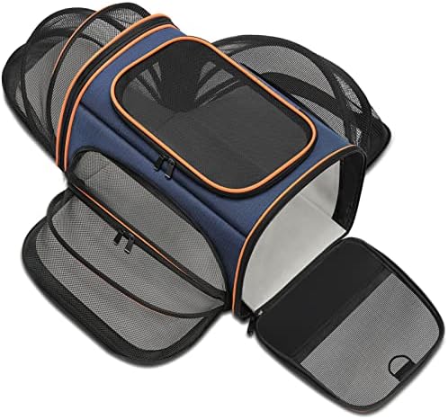 Cat Carrier, Meowant Airline Approved Pet Travel Carrier, Removable Mat and Breathable Mesh, Foldable & 3 Sides Extendable Cat Carrier Bag for Cats, Small dogs or Small Animals, with Shoulder Strap