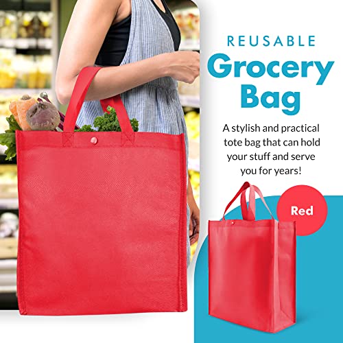Simply Green Solutions - Reusable Grocery Bags, Durable Large Tote Bags, Shopping Bags For Groceries, Utility Tote, Reusable Gift Bags With Handles, 14 X 16.5 X 6, Pack Of 10, Red #TOP1