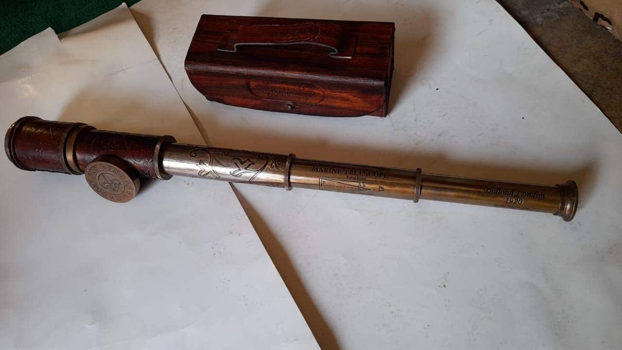 Brass Telescope Dollond London 12" London 1920 Broadhurt Clarkson Antique Replica Spyglass Scope High Resolution DF Lens Brilliant Magnification