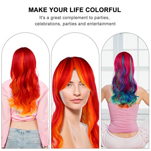 FRCOLOR Perucas Onduladas Coloridas Com Franja Gradiente Perucas de Cabelo Comprido Peruca Sintética
