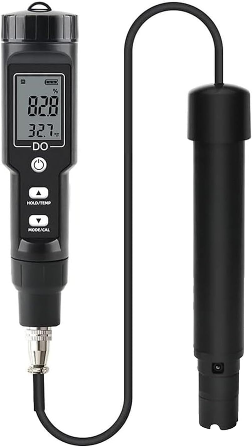 Dissolved Oxygen Meter, High Precision Oxygen Analyzer Digital Water Quality Tester for Aquarium Aquaculture Without Backlit