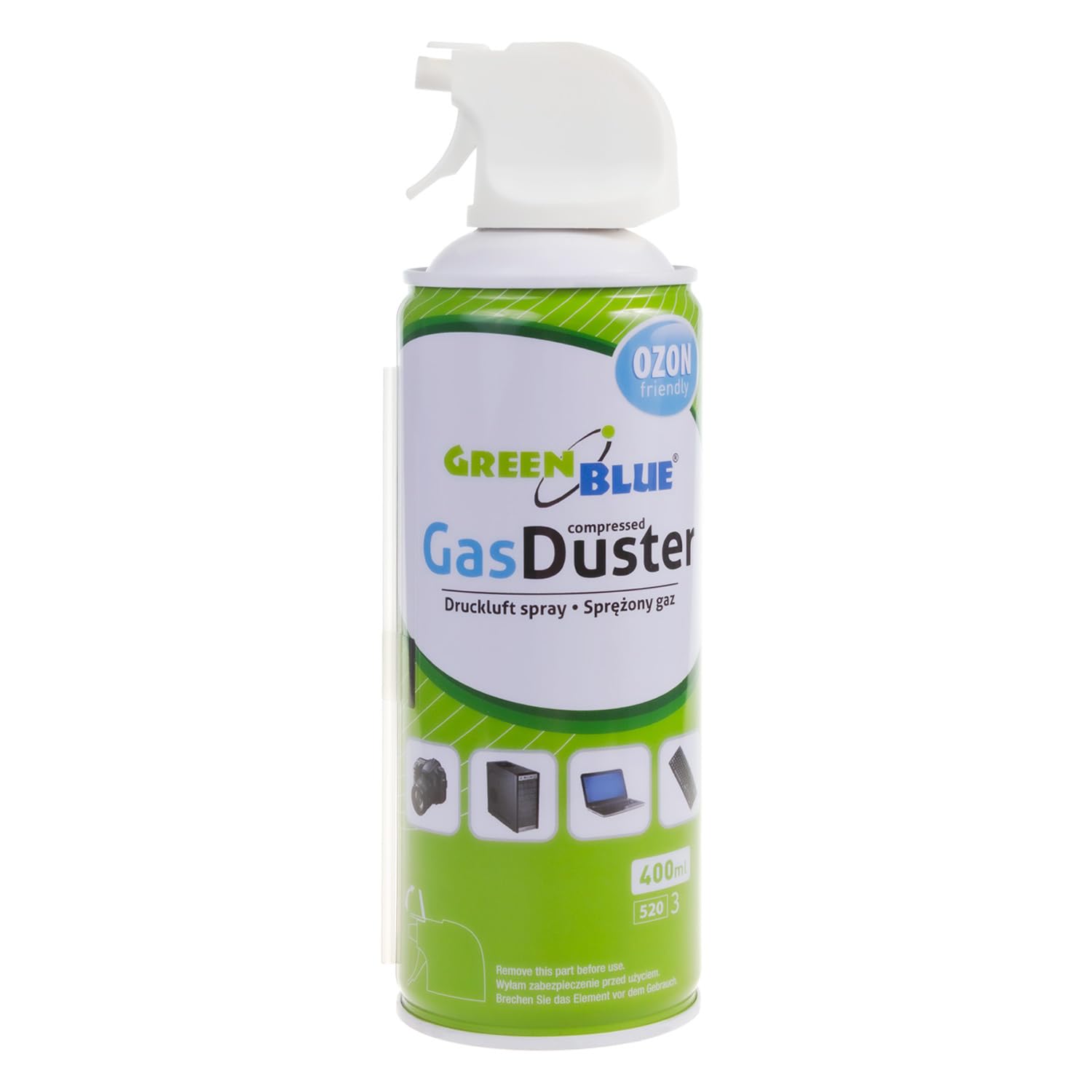 Green Blue Druckluftspray Set 24 x 400ml | Air Duster mit Pistolen-Zerstäuber & Sprühröhrchen | FCKW-frei zur kontaktlosen Reinigung von Elektronik Tastaturen Kameras u.v.m.