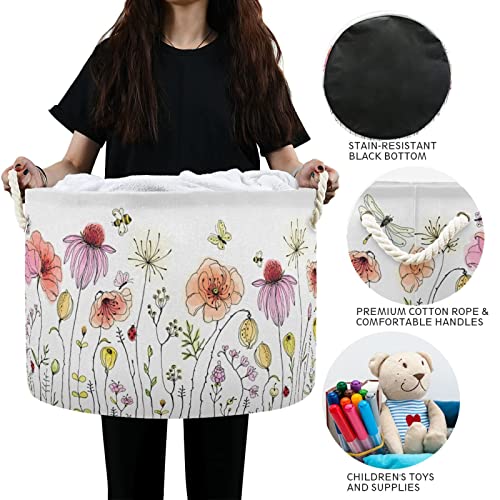 Xigua Cotton Rope Basket Colorful Wildflowers Baby Laundry Basket Blanket Kids Toy Storage Basket #TOP5