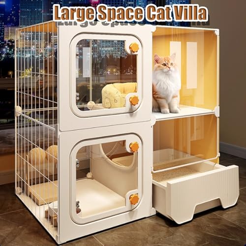 Enclos intérieur pour chats modulable avec espace de toilette propre et sécurisé - 4